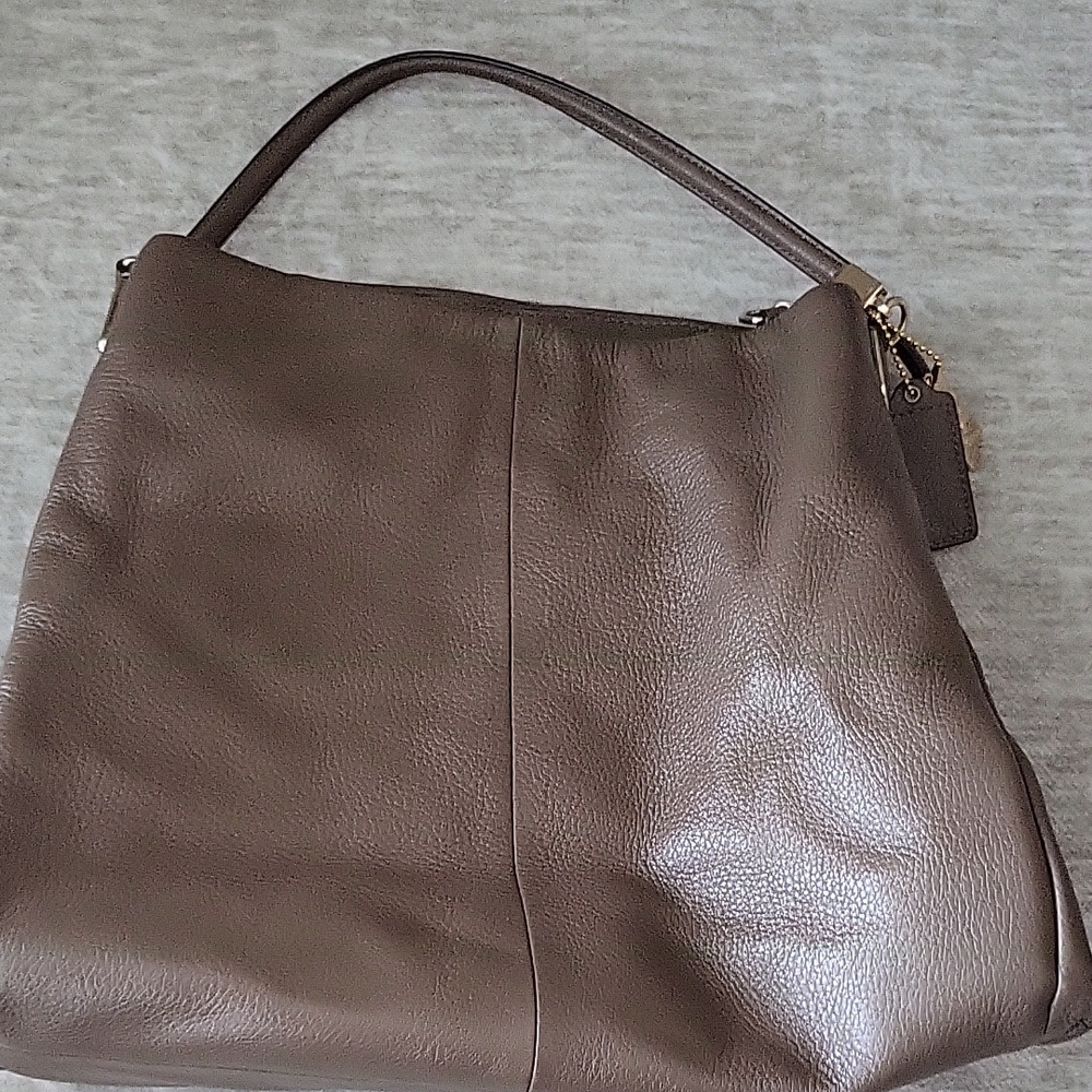Coach Taupe Leather Shoulder Bag